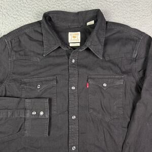 Levis Shirt Mens XL Black Barstow Western Denim Pearl Snap Chambray Rodeo Work